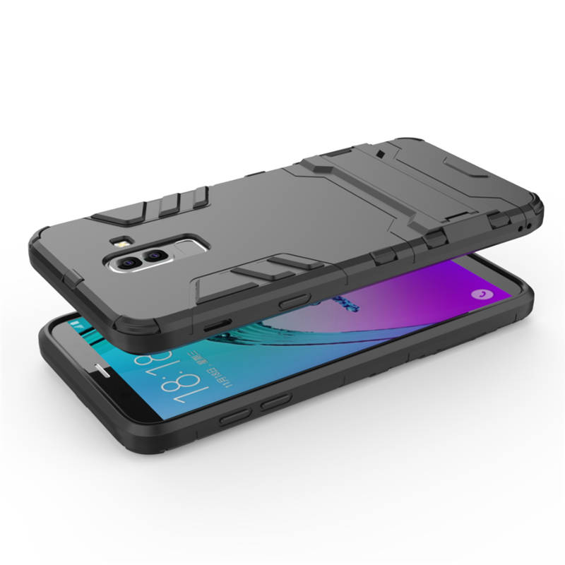 เคส Samsung Galaxy J8 (2018) #เคสฝาหลังพลาสติก ไฮบริด TPU + Kickstand