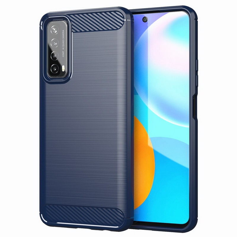 Case Huawei Y7a #เคสฝาหลังตกแต่งคาร์บอนไฟเบอร์ ผิวขัดแปรง Brushered TPU Back Case