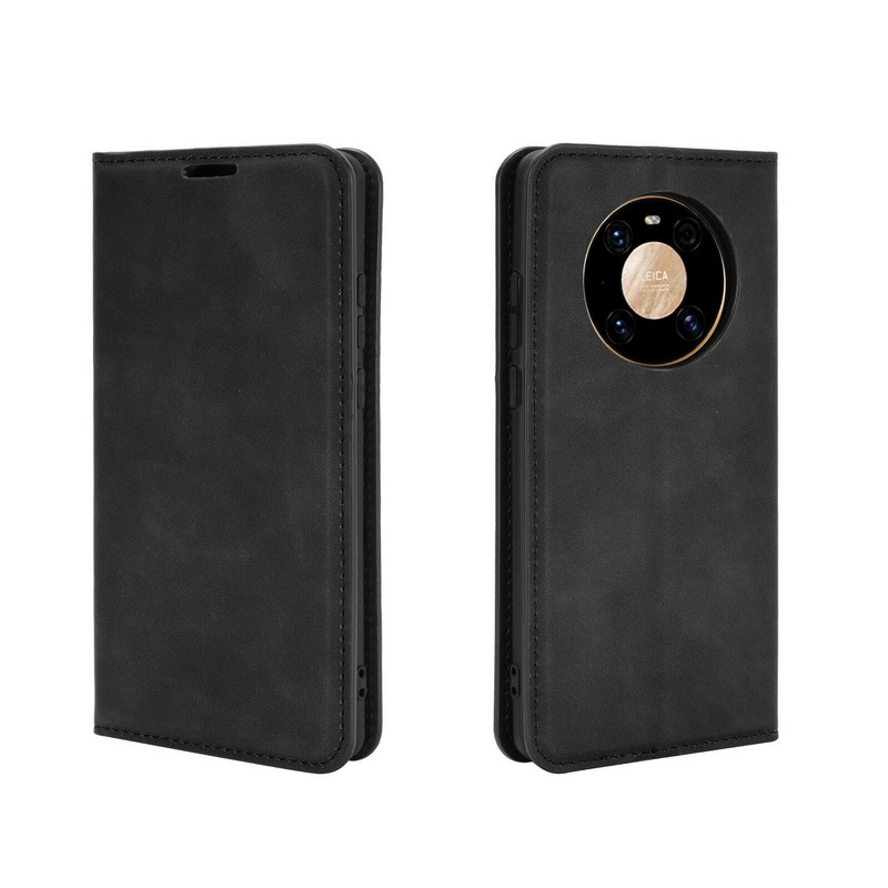 เคส Huawei Mate 40 Pro #เคสฝาพับแบบกระเป๋าสตางค์หนัง PU มีช่องใส่บัตร Silky Touch Leather Wallet Stand
