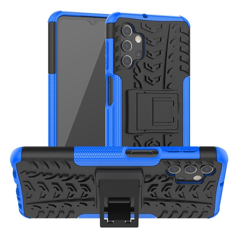 เคส Samsung Galaxy A32 5G #เคสฝาหลังกันลื่น Cool Tyre Pattern Kickstand (PC + TPU)