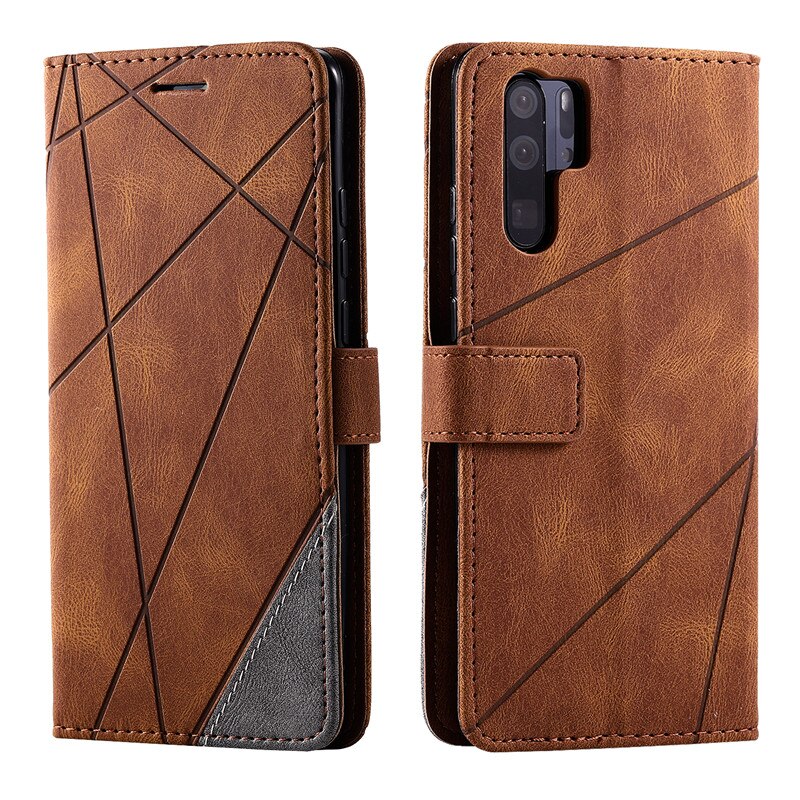 Case Huawei P30 Pro #เคสฝาพับหนัง PU มีช่องเสียบบัตรอื่นๆในตัว Geometric Pattern Leather Card Holder Protective
