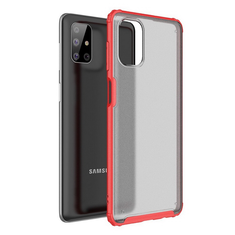 เคส Samsung Galaxy M51 #เคสฝาหลังโปร่งแสงสีขุ่นขอบทึบ +TPU Hybrid Case