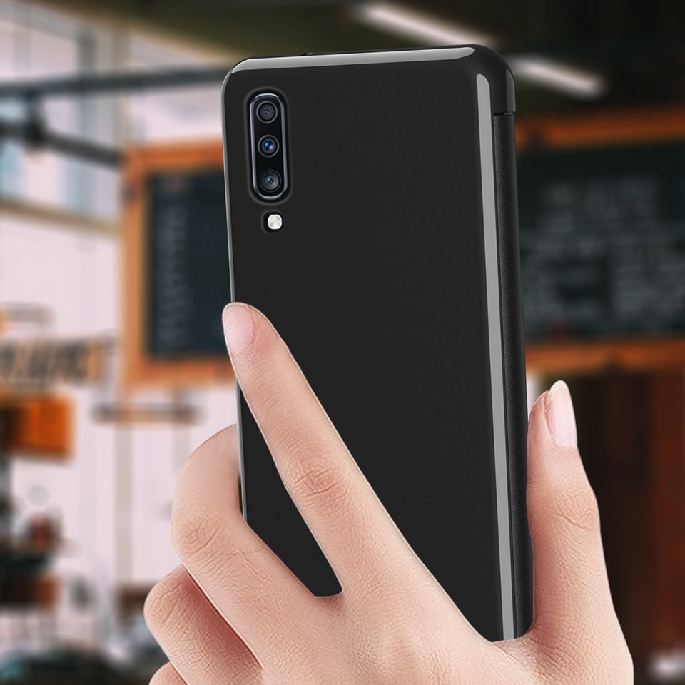 Case Samsung Galaxy A70 #เคสฝาพับแบบ Window Mirror Surface (พร้อมส่ง)