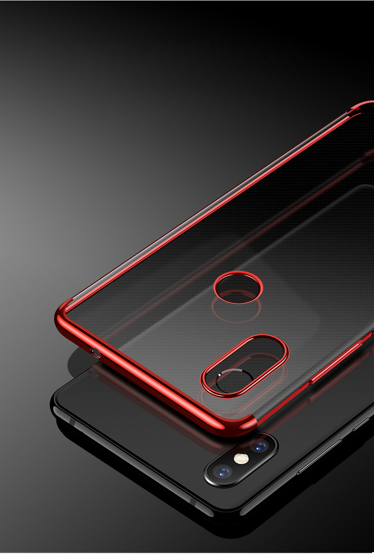 Case Xiaomi Mi 8 (6.21-inch) #เคสฝาหลังใสนิ่มขอบสีชุบเงาเหมือนโลหะคุณภาพดีราคาเบาๆสบายกระเป๋า