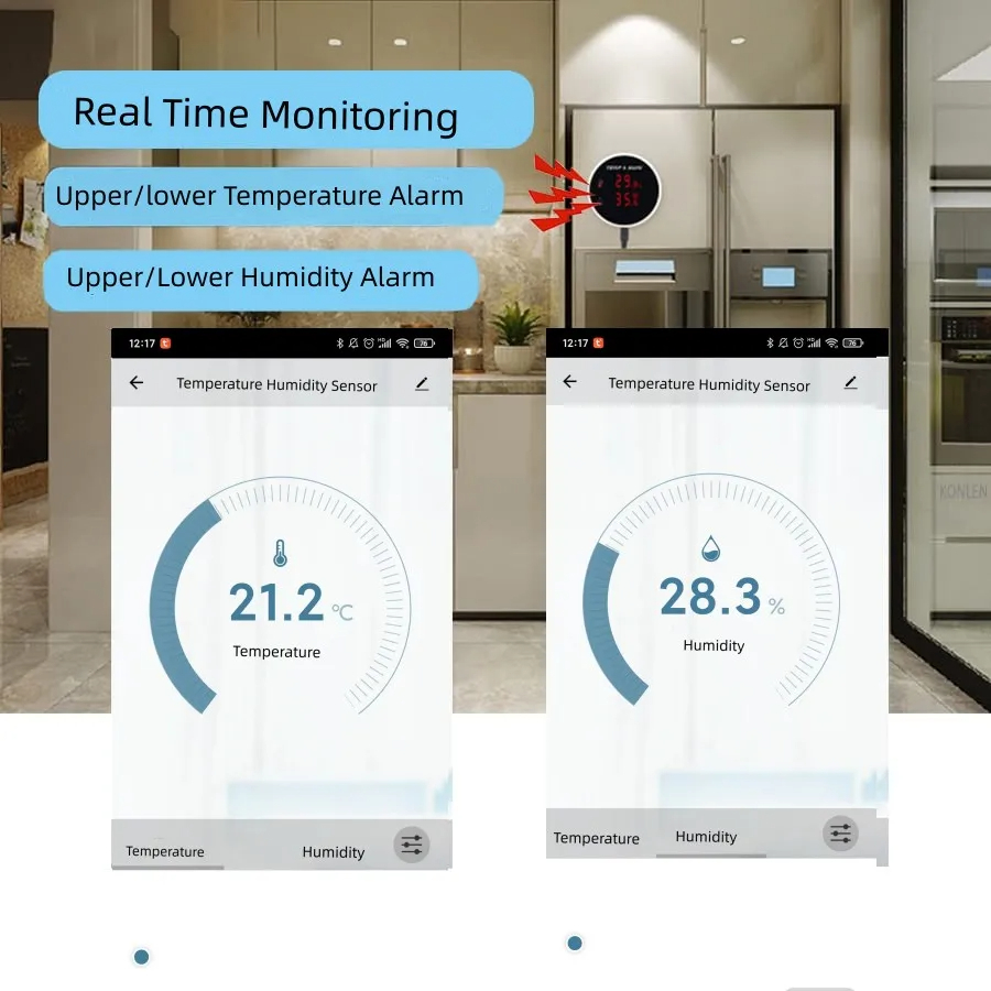 ตัววัดอุณหภูมิ Outdoor Temperature Humidity Meter with LCD Display Alarm 3M