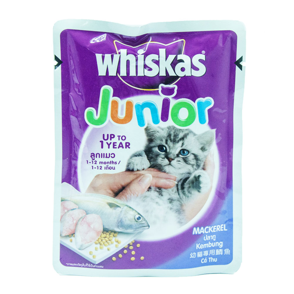 Whiskas(วิสกัส) เปียกซองลูกแมวJuniorปลาทู 85g