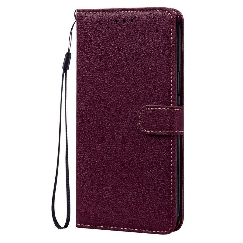 เคส Samsung Galaxy S23 Ultra 5G #เคสฝาพับหนัง PUด้าน ลายผิวลิ้นจี่พร้อมช่องใส่บัตรแบบกระเป๋าสตางค์