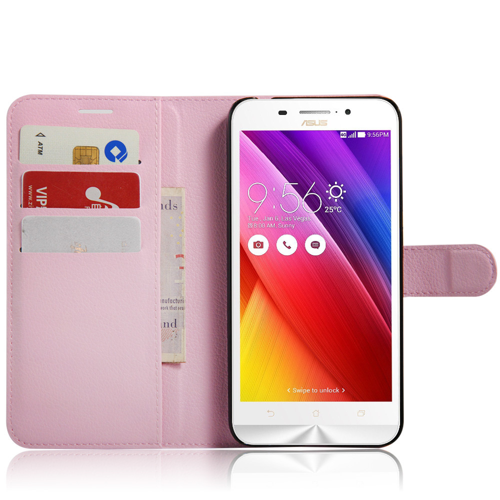 Case Asus Zenfone Max ZC550KL หนัง PUผิวลิ้นจี่สไตล์กระเป๋าสตางค์มีช่องเสียบการ์ด