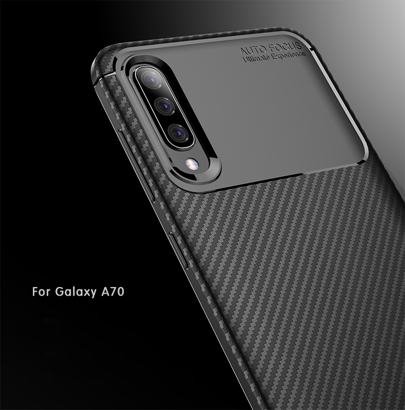 Case Samsung Galaxy A70 #เคสฝาหลังนิ่ม Carbon Fiber Drop Resistant TPU