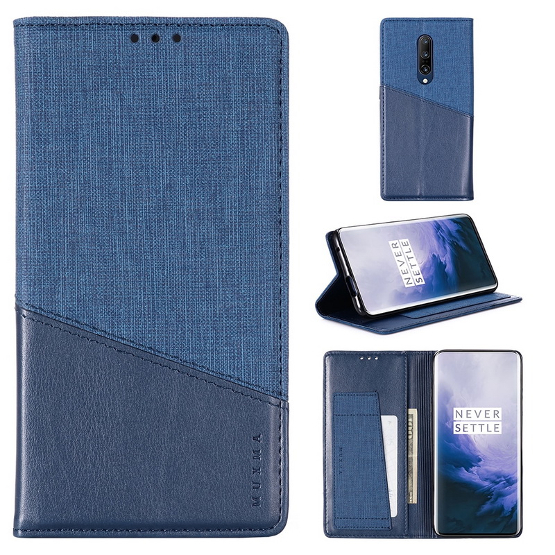 Case Oneplus 7 Pro #เคสแบบฝาพับ MUXMA หนัง PU ออกแบบสีทูโทนมีช่องเสียบบัตร PU Leather Magnetic Wallet