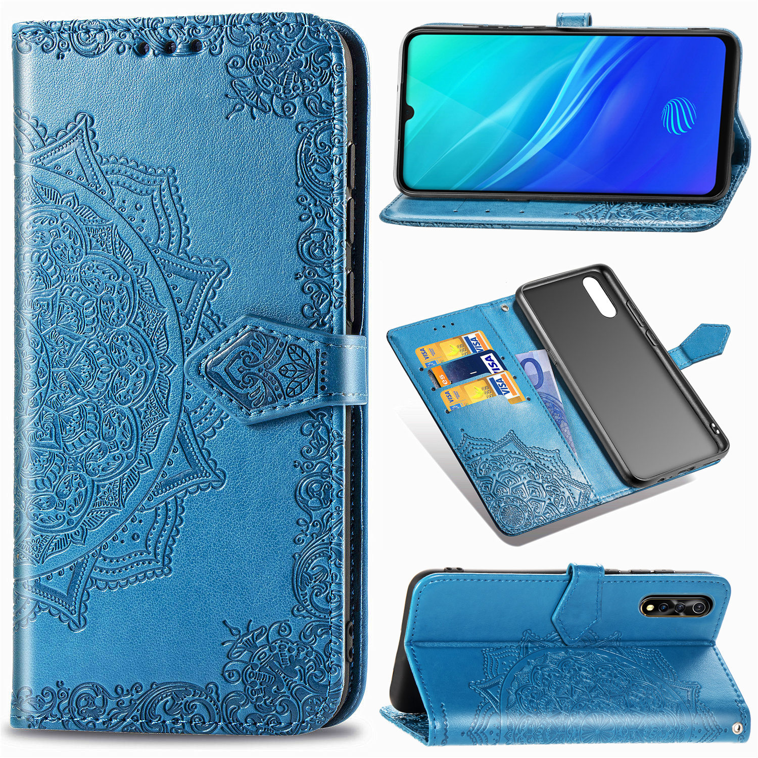 Case Vivo S1 #เคสฝาพับหนัง PU ผิวลายนูน Embossed Mandala Flower Leather Wallet