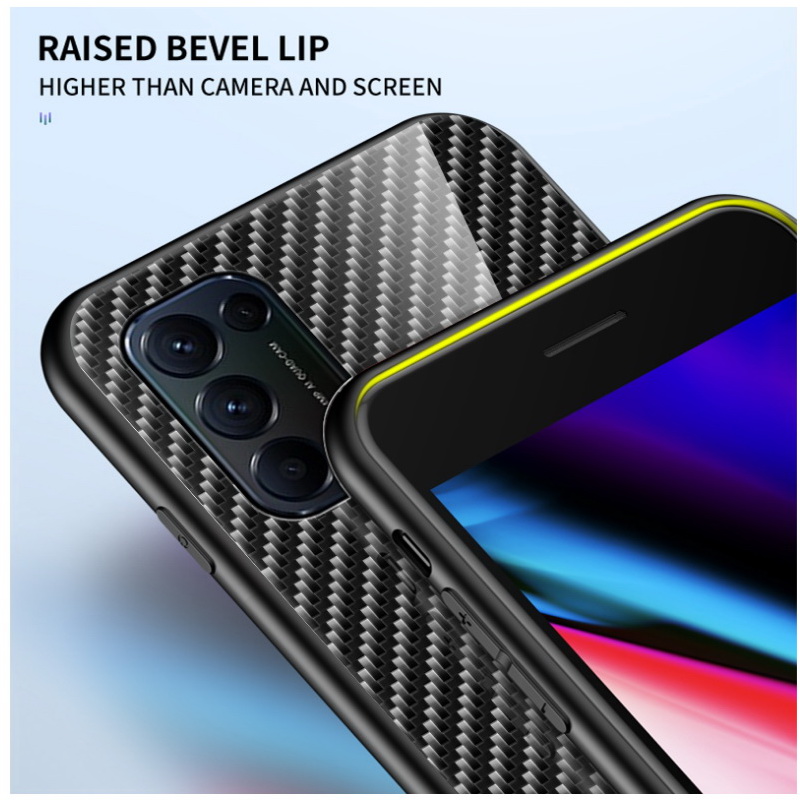 เคส OPPO Reno 6Z 5G #เคสฝาหลัง Gradient Color ลายคาร์บอนไฟเบอร์ Carbon fiber texture Glass Hybrid Soft Silicone Cover (สินค้าตัวอย่างสินค้าจริงตรงตามรุ่น)