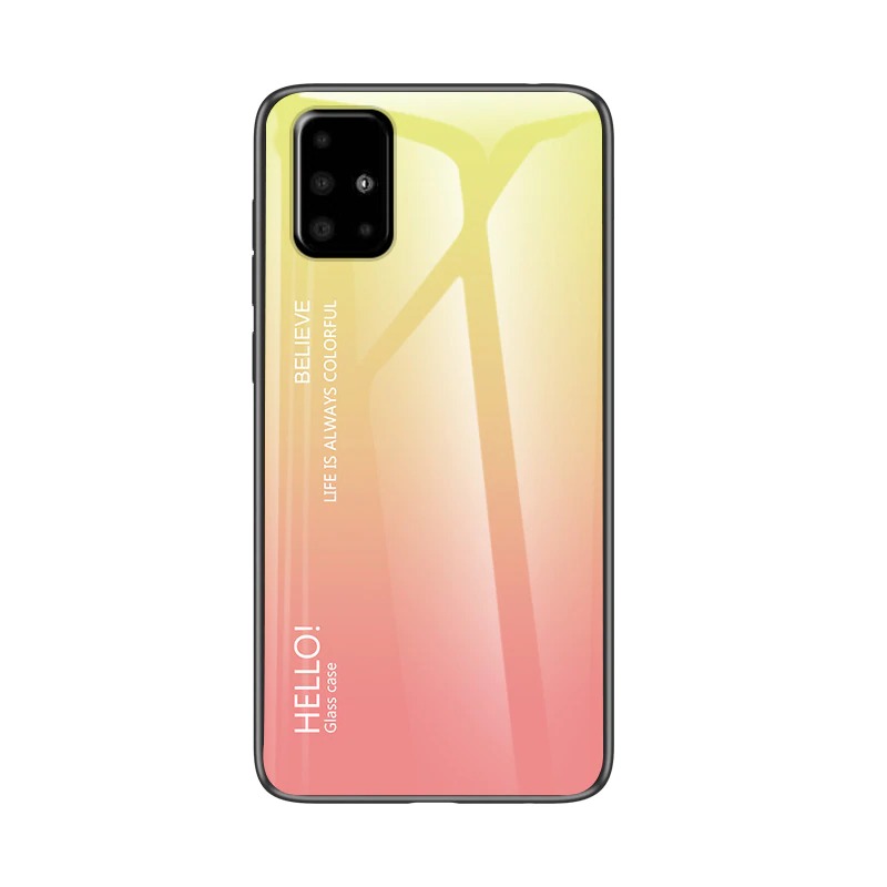 Case Samsung Galaxy M51 #เคสฝาหลัง Gradient Color Glass + PC + TPU Hybrid Case