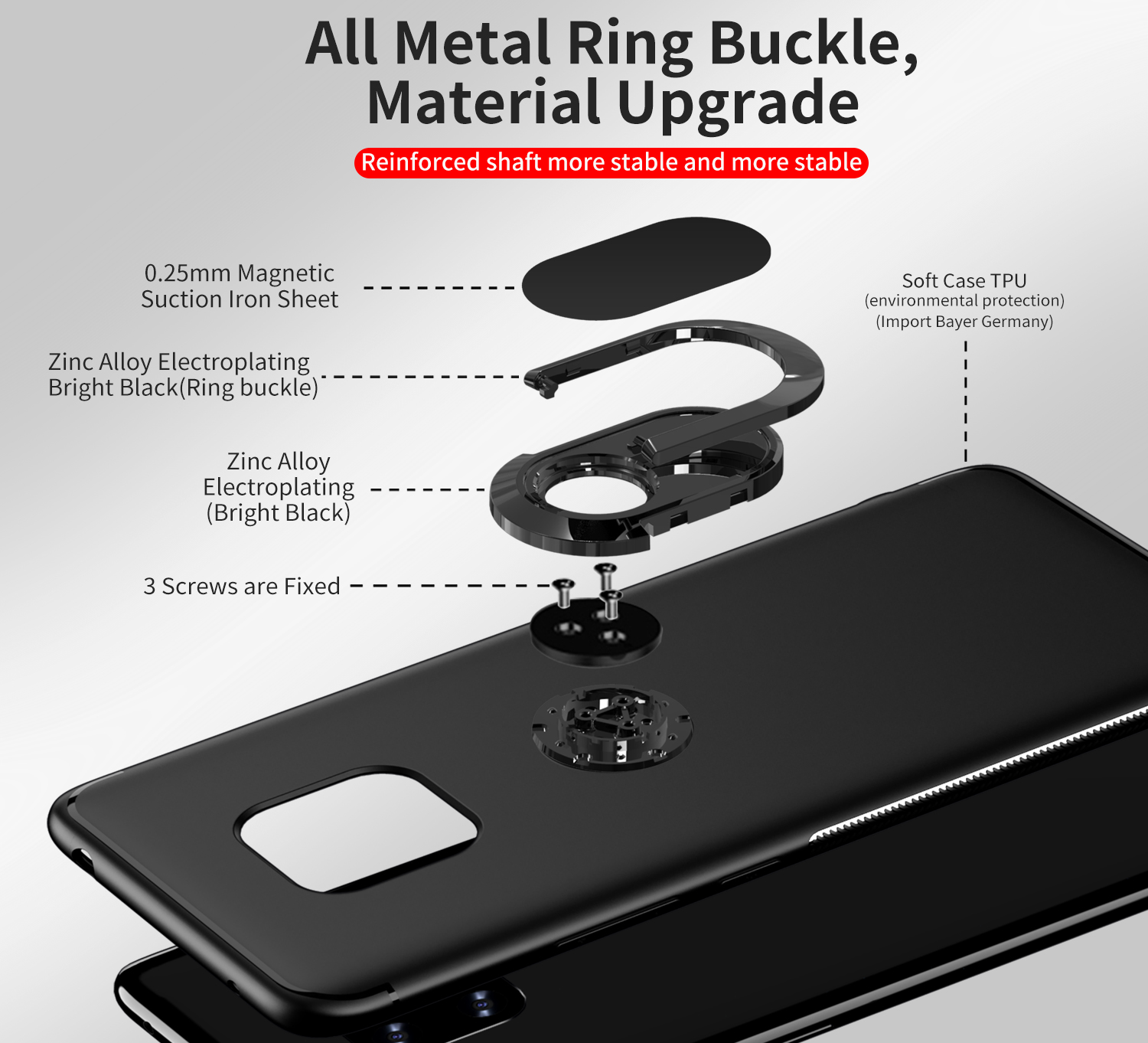 Case Huawei Mate 20 Pro #เคสฝาหลัง TPU มีแหวนสวมนิ้ว Magnetic Finger Ring Kickstand Matte TPU Cover