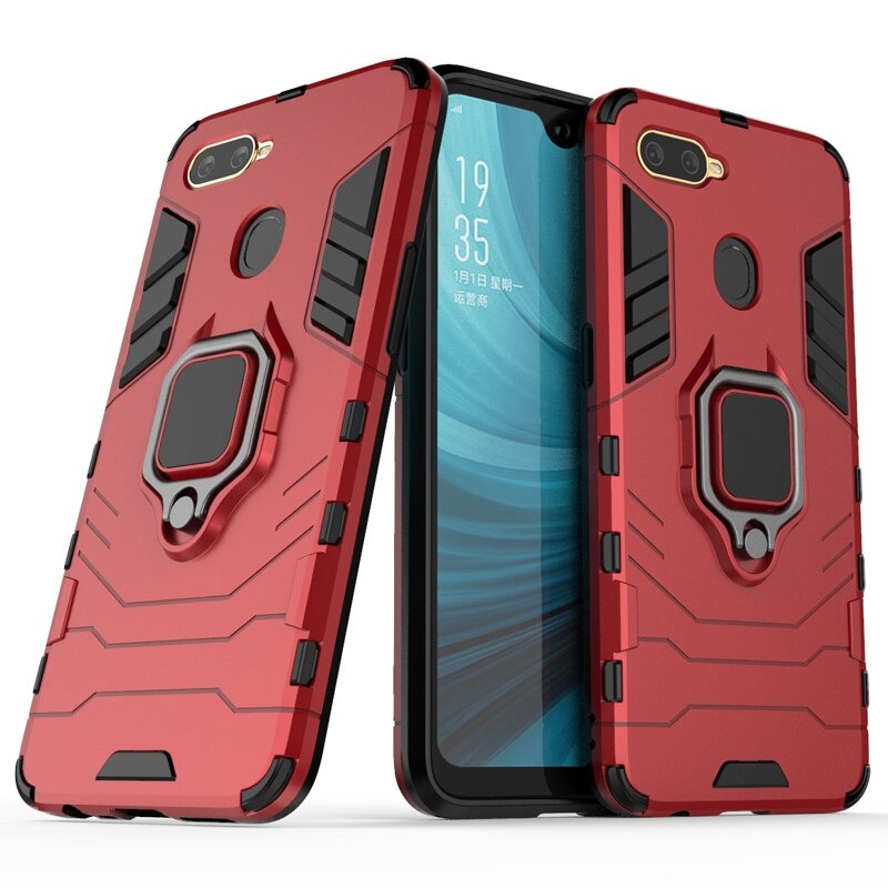 Case OPPO A12 #เคสฝาหลังพลาสติกแข็ง +TPU Hybrid Case มีแหวนสวมนิ้วโลหะ