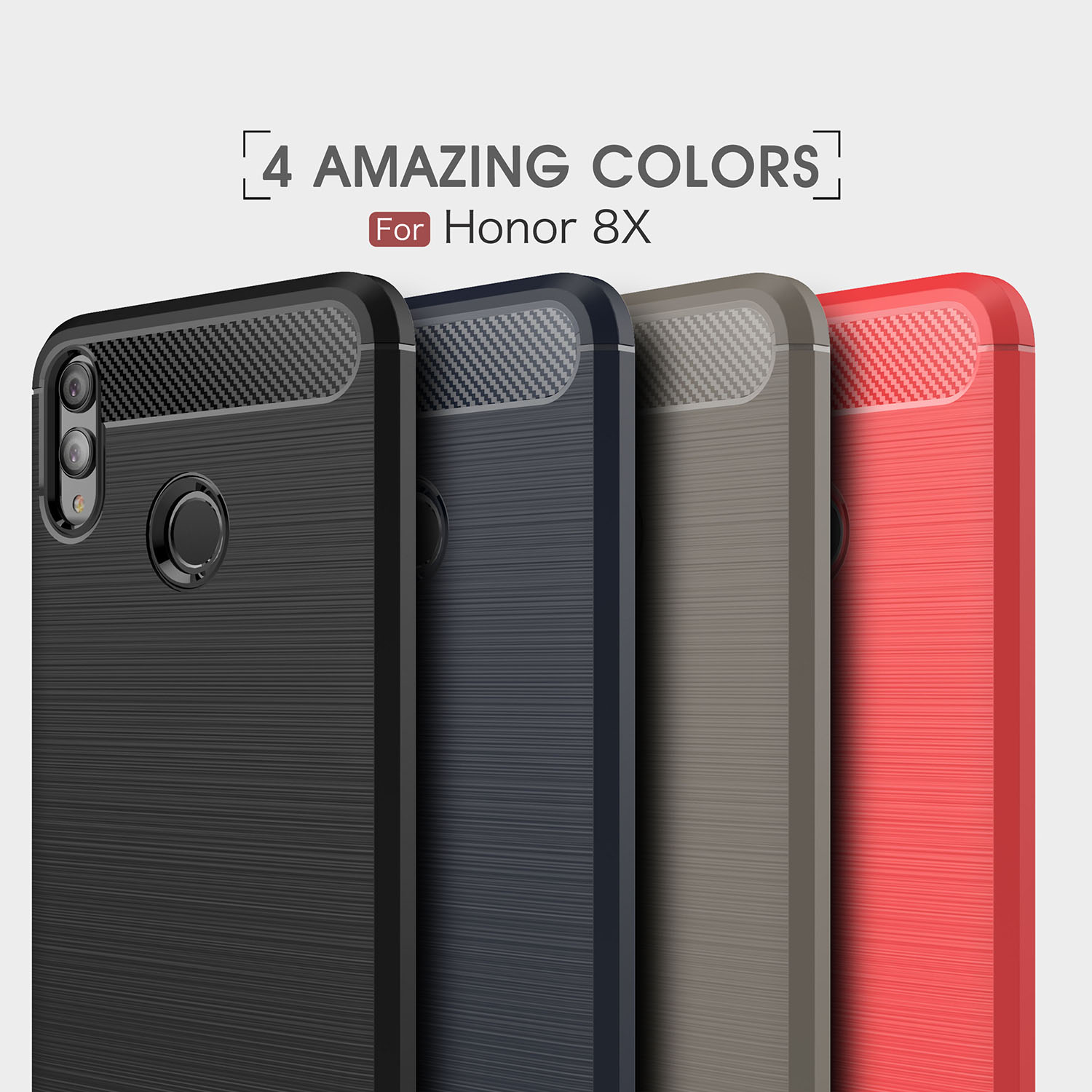 Case Honor 8X #เคสฝาหลัง TPU นิ่มผิวขัดแปรงตกแต่งคาร์บอนไฟเบอร์ Carbon Fibre Brushed