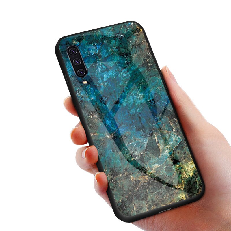 Case Huawei Y9s #เคสฝาหลัง Gradient Color ลายหินอ่อน Glass + PC + TPU Hybrid Case