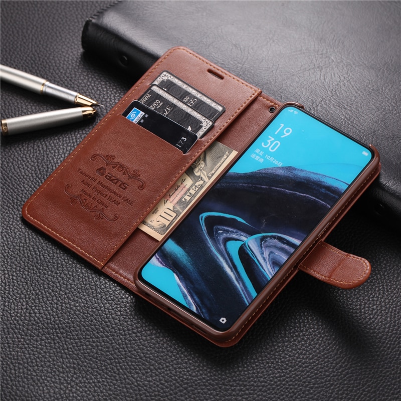 Case OPPO Reno 2 #เคสฝาพับหนัง PU มีช่องใส่บัตร AZNS Wallet Leather Stand Phone Cover