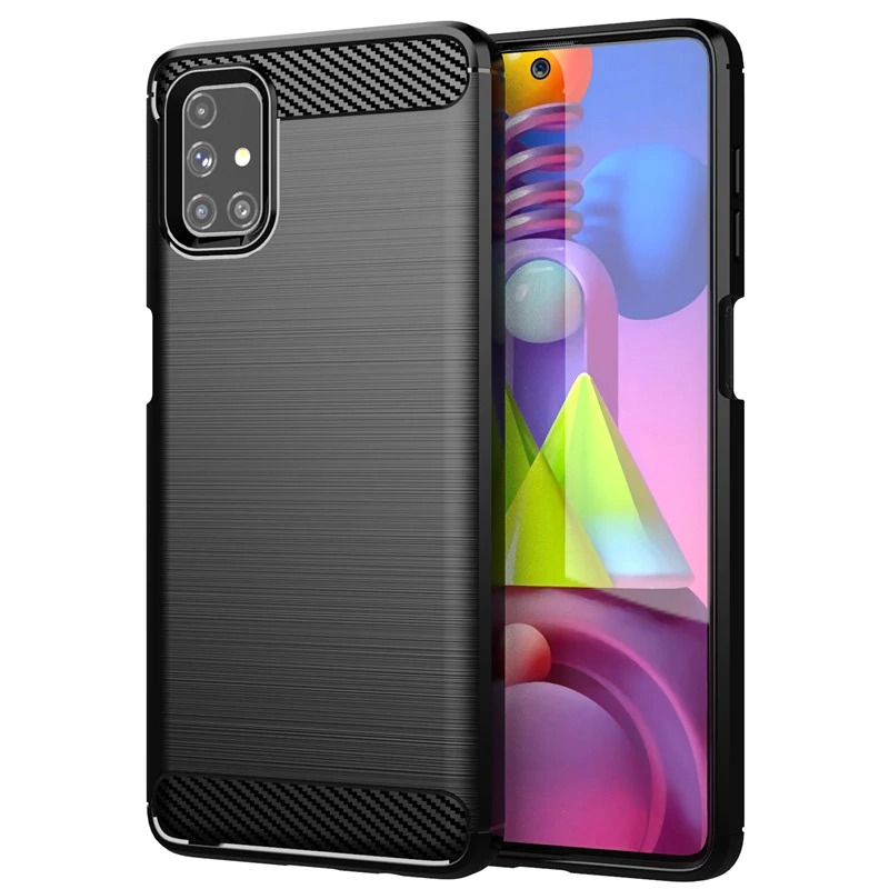 เคส Samsung Galaxy M51 #เคสคาร์บอนไฟเบอร์ ผิวขัดแปรง Brushered TPU Back Case