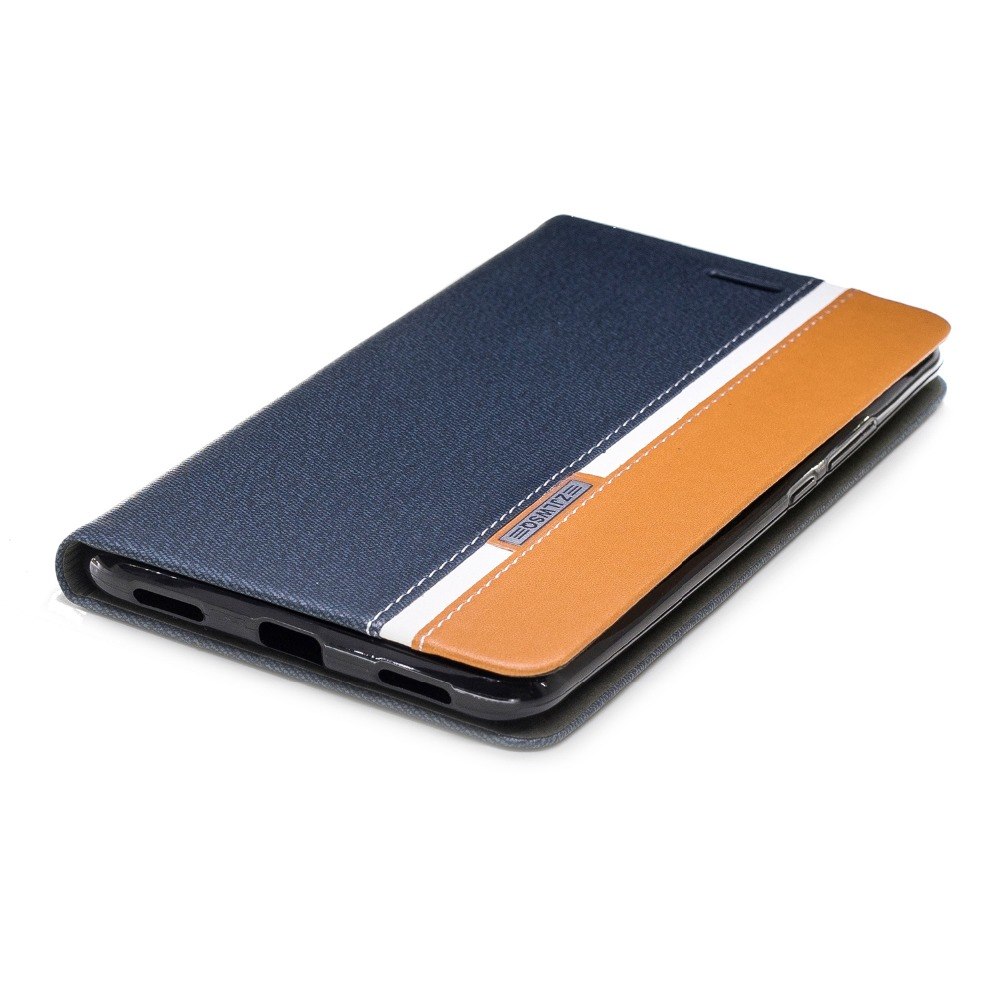 Case Xiaomi Mi Max 3 #เคสฝาพับมีแถบสีด้านข้างพับตั้งได้ Bi-color Leather