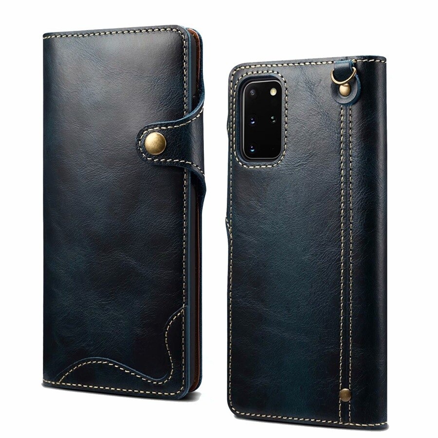 เคส Samsung Galaxy Note 20 Ultra / Note 20 Ultra 5G #เคสฝาพับหนังแท้พร้อมสายคล้อง Genuine Wallet Leather Phone Cover with Lanyard