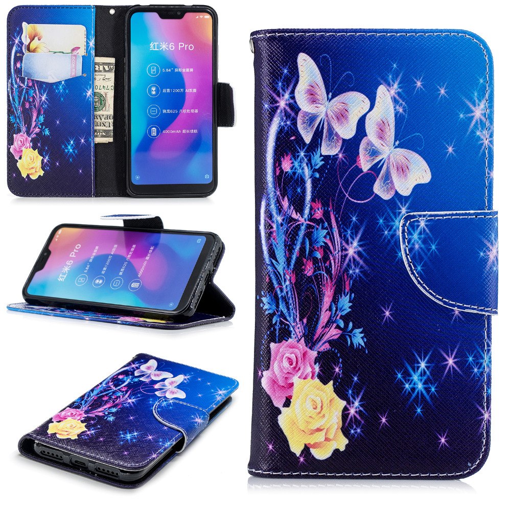 เคส Xiaomi Mi A2 Lite #เคสฝาพับสไตล์กระเป๋าสตางค์พิมพ์ลายสวยๆ Pattern Printing Magnetic Leather