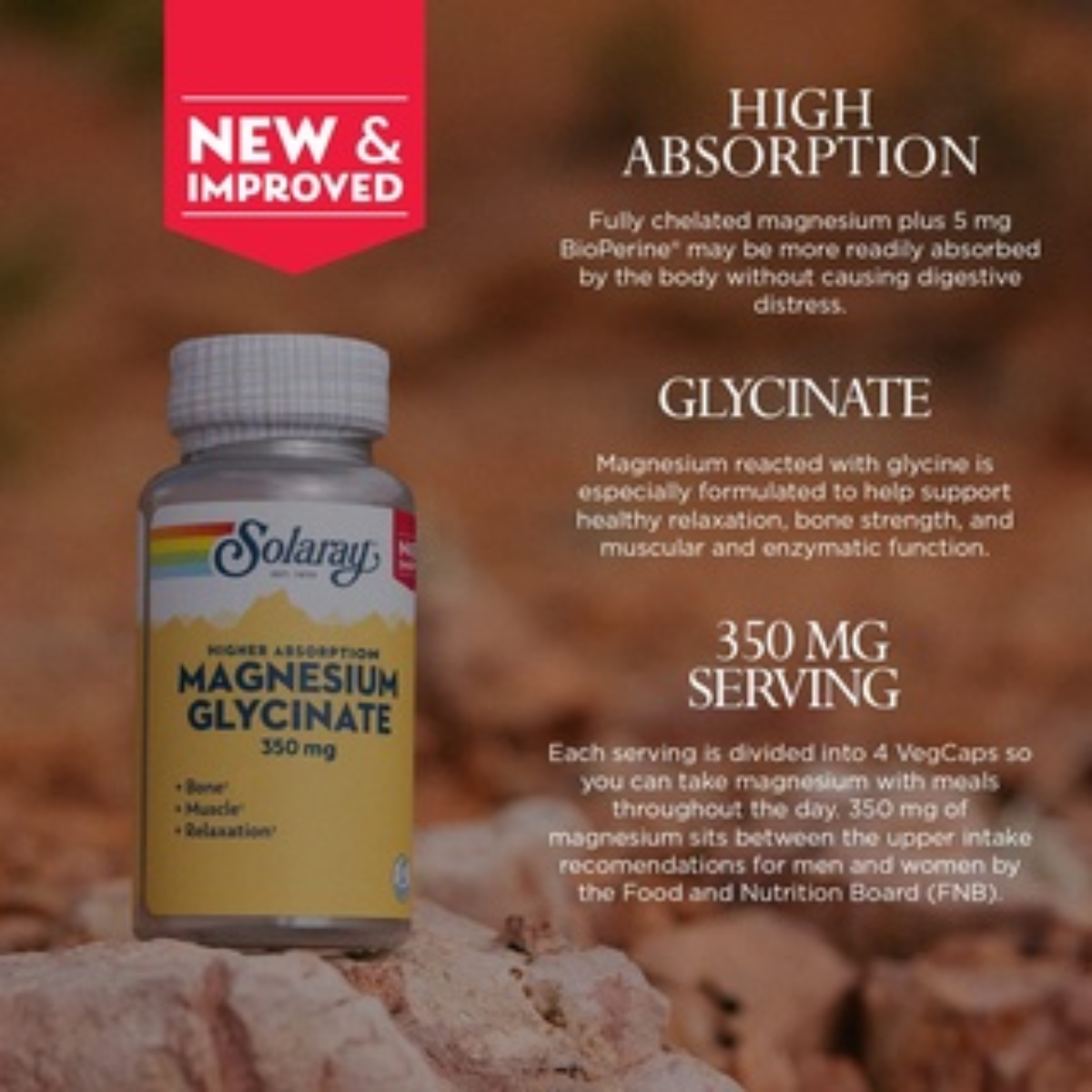 Solaray® Higher Absorption Magnesium Glycinate 350 mg แมกนีเซียม ไกลซิเนต