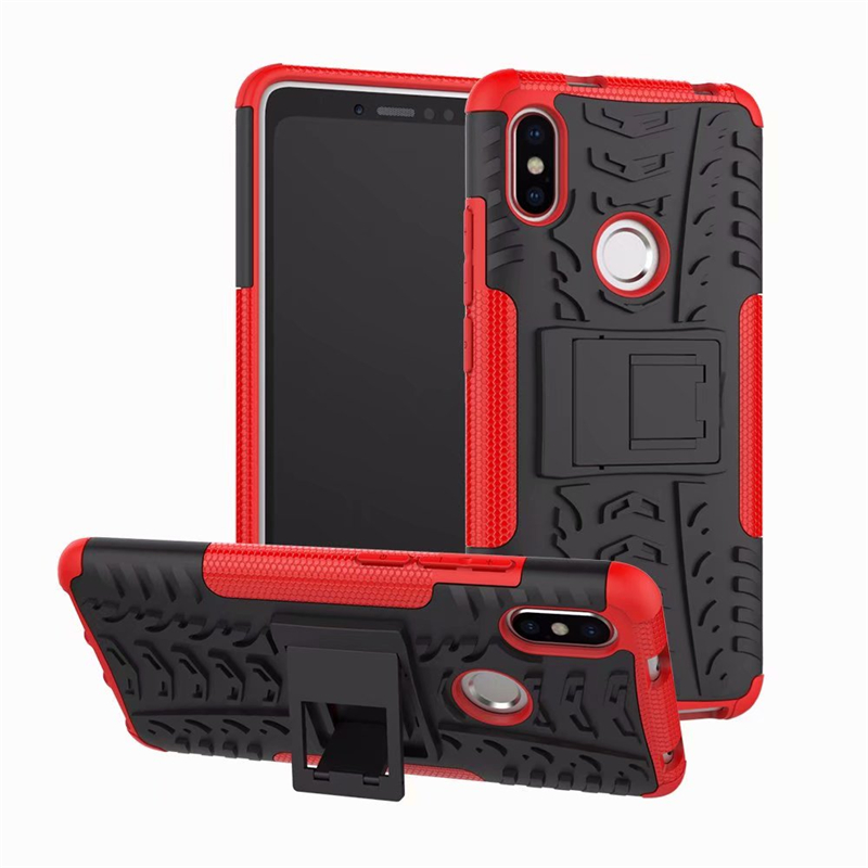 Case Xiaomi Redmi S2 #เคสฝาหลังกันลื่น Cool Tyre Pattern Kickstand (PC + TPU)