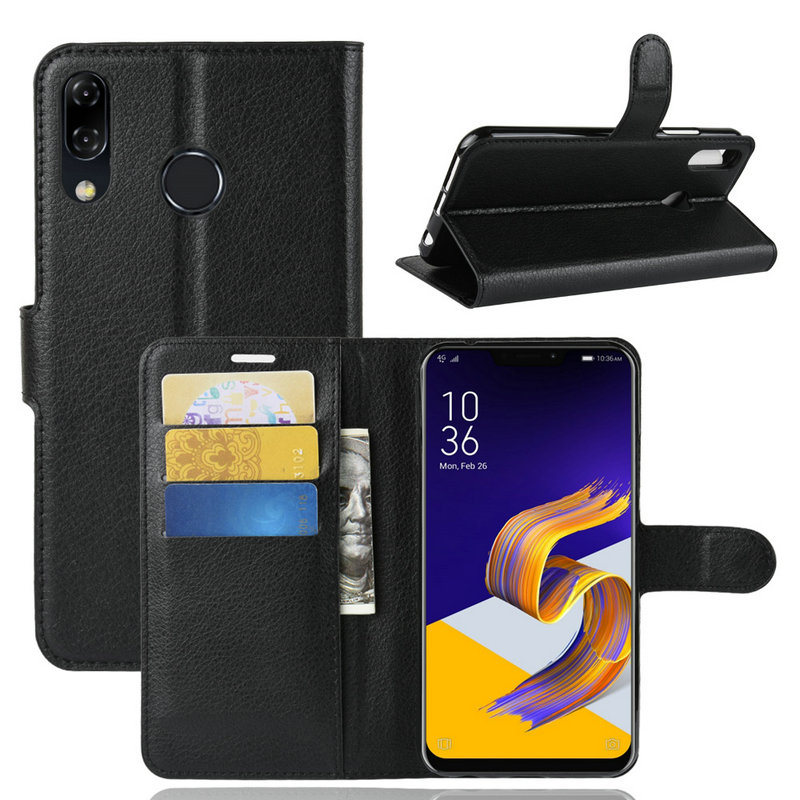 Case Asus Zenfone 5 ZE620KL / 5z ZS620KL #เคสฝาพับสไตล์กระเป๋าสตางค์หนัง PU ผิวลิ้นจี่สีสันสวยงามทันสมัย