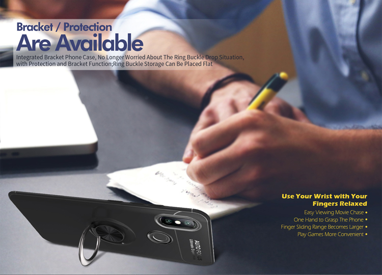 เคส Xiaomi Mi 8 #เคสฝาหลัง TPU Finger Ring Kickstand (แผ่นโลหะแบบ Built-in)