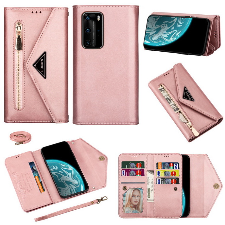 Case Huawei P30 Lite #เคสฝาพับแบบกระเป๋าสตางค์ช่องใส่บัตรหลายช่องพร้อมสายคล้อง Multi-slot Wallet Zippered Envelope Flip Leather