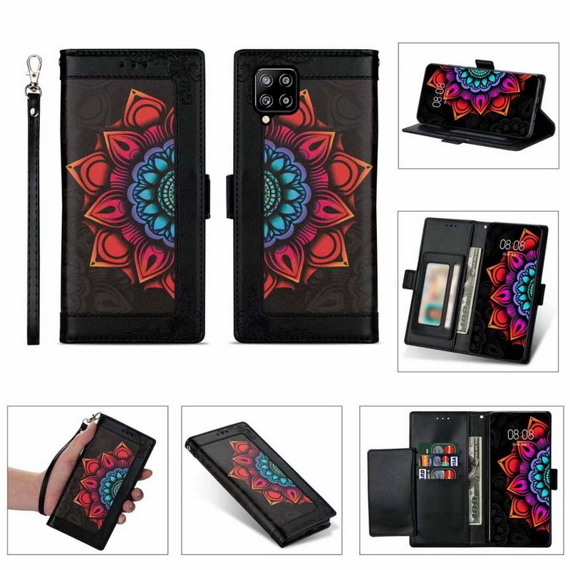 เคส Samsung Galaxy A42 5G #เคสฝาพับหนัง PU แบบกระเป๋าสตางค์พิมพ์ลาย