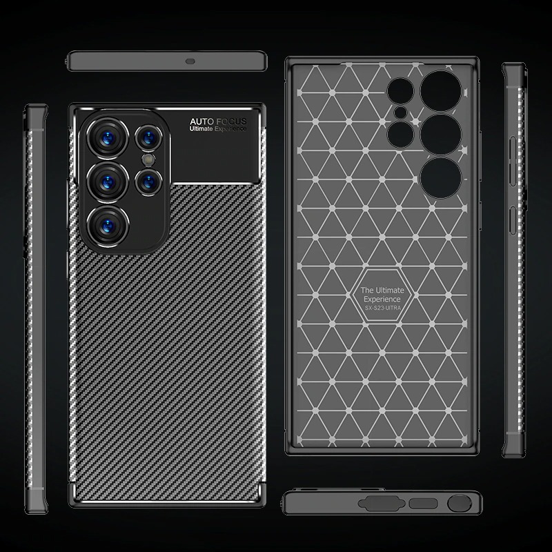 เคส Samsung Galaxy S23 Ultra 5G #เคสฝาหลังนิ่ม Carbon Fiber Anti-drop TPU Protection
