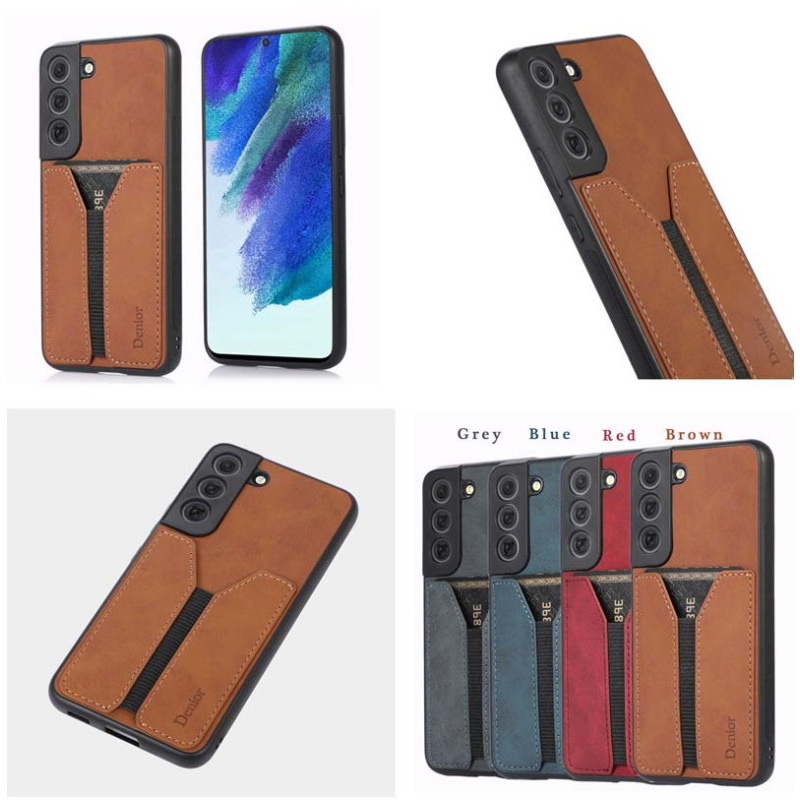 เคส Samsung Galaxy S22 5G #เคสฝาหลัง TPU เคลือบหนัง PU ขอบนิ่มมีช่องใส่บัตร Leather Coated TPU Hybrid