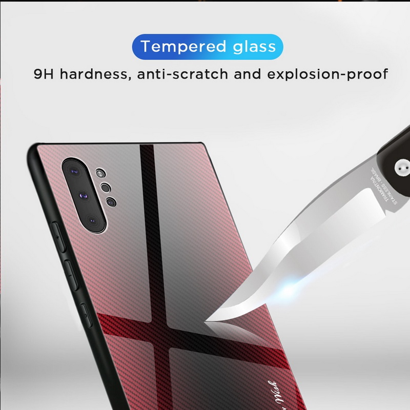 Case Samsung Galaxy Note 10+ #เคสฝาหลังด้านหลังผิวกระจกนิรภัยไล่ระดับสีขอบนิ่ม Gradient Tempered Glass Back + Soft TPU Edge