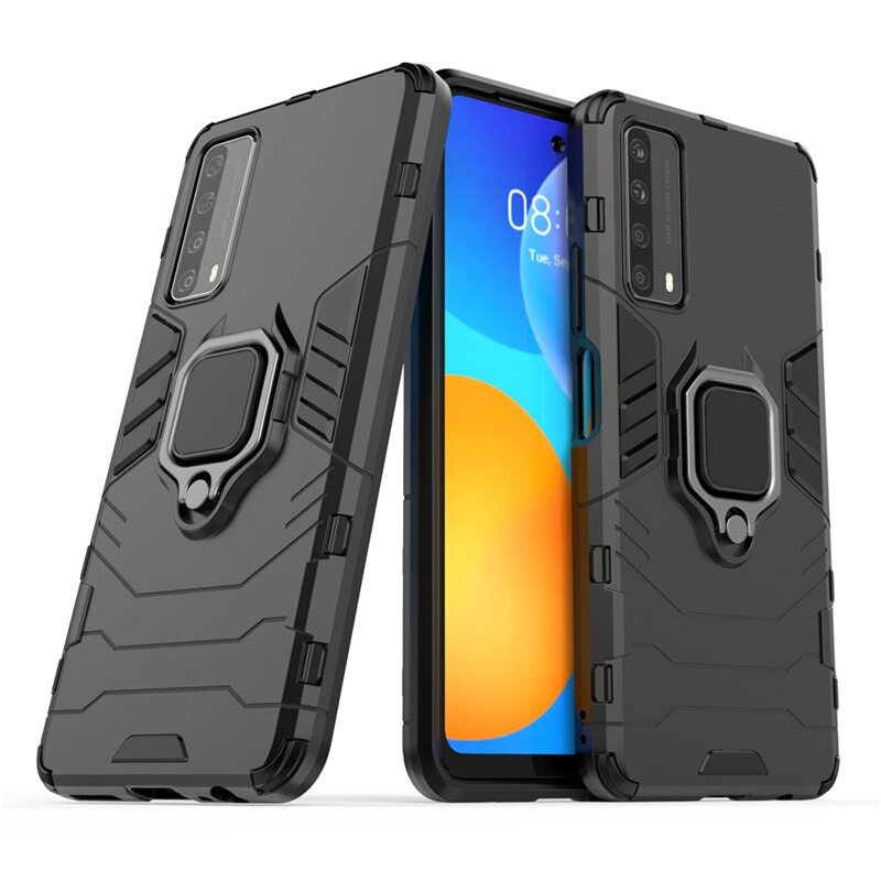 Case Huawei Y7a #เคสฝาหลังพลาสติกแข็ง +TPU Hybrid Case มีแหวนสวมนิ้วโลหะ