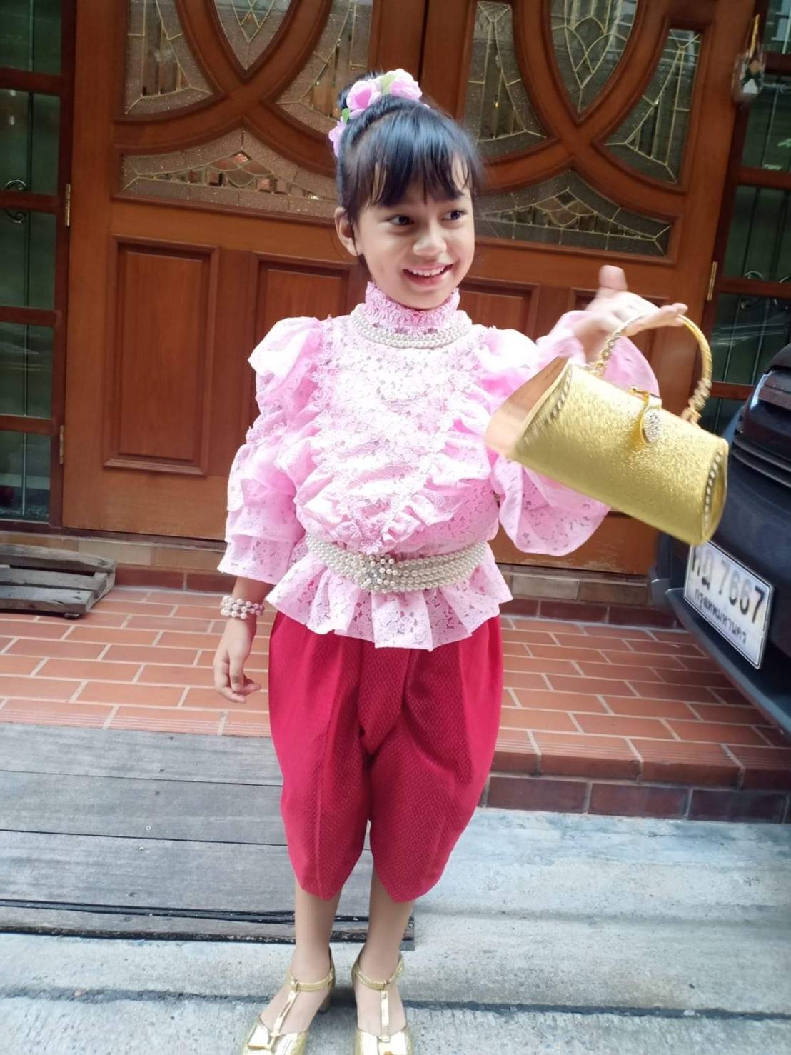 ชุดไทยเด็กรัชกาลที่ 5 ลูกไม้นิ่ม