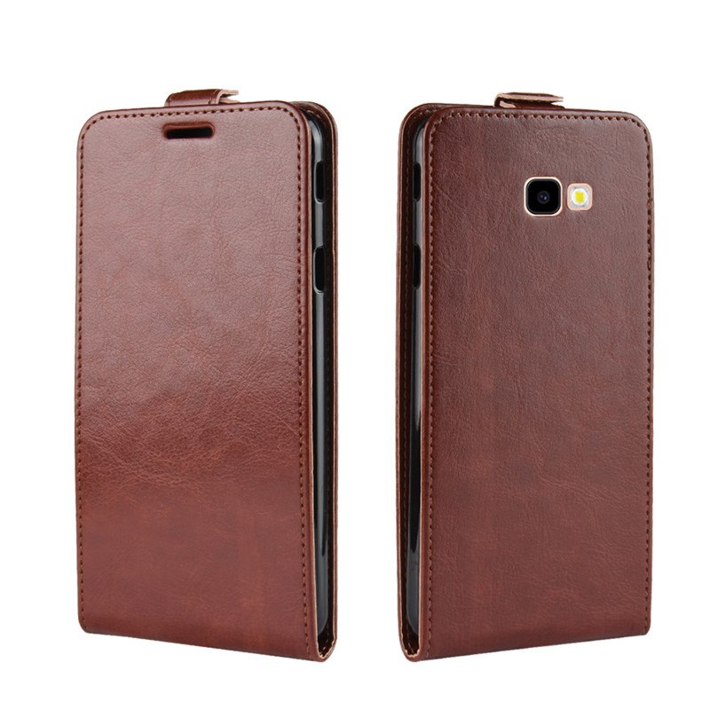 Case Samsung Galaxy J4+ #เคสฝาพับหนัง PU Crazy Horse แนวตั้ง พร้อมช่องเสียบการ์ด
