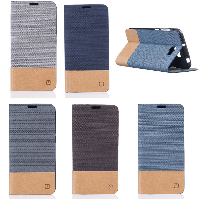 เคส Huawei Y5II #เคสฝาพับ การออกแบบสองสีที่มีผิวผ้าลินิน