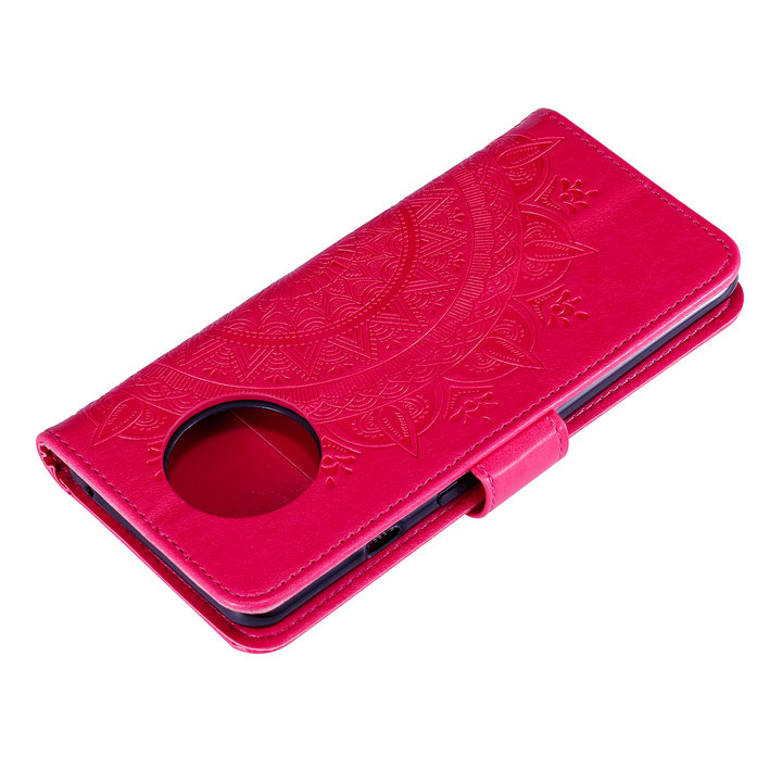 เคส Redmi Note 9T 5G #เคสฝาพับหนัง PU ปั้มลาย Imprint Mandala Flower