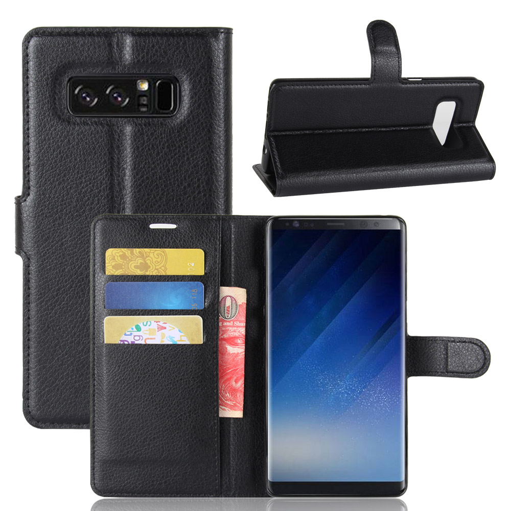 เคส Samsung Galaxy Note 8 #เคสสไตล์กระเป๋าสตางค์หนัง PU ผิวลิ้นจี่สีสันสดใส