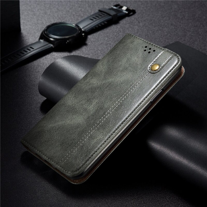 เคส iPhone 13 Pro Max #เคสฝาพับหนัง PU ผิวหนังม้า Waxy Crazy Horse Texture TPU + PU Leather Case Cover