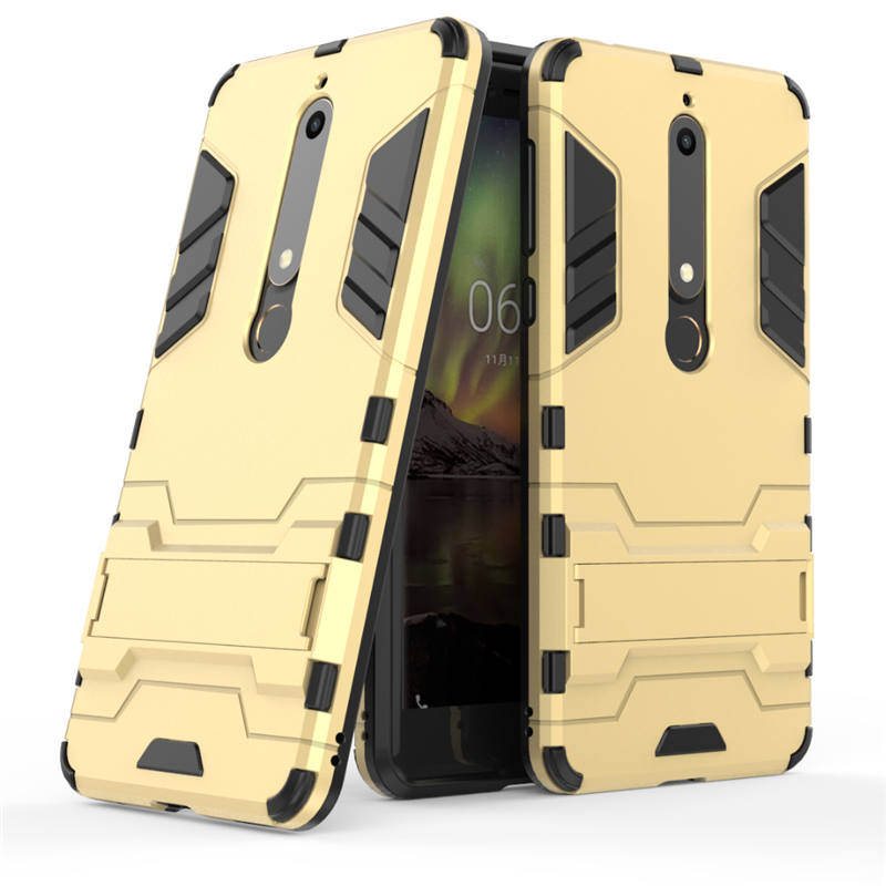 เคส Nokia 6.1 (5.5-inch) #เคสฝาหลังพลาสติก ไฮบริด TPU + Kickstand