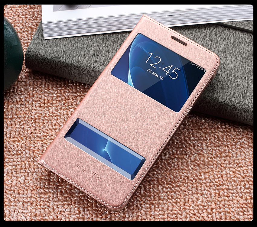 เคส Samsung Galaxy J7 (2016) #เคสฝาพับ 2 ช่องวิว Double Window Leather คุณภาพดี