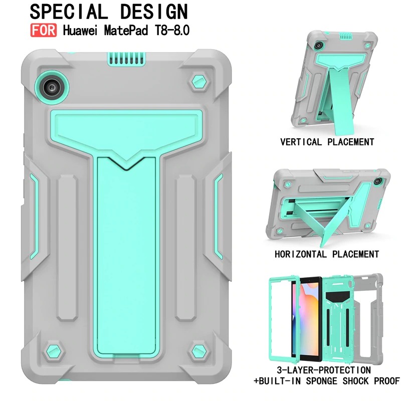 Case Huawei MatePad T8 8 นิ้ว #เคสฝาหลังกันกระแทกมีขาตั้ง Kickstand PC Silicone Armour Defender