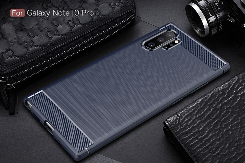 เคส Samsung Galaxy Note 10+ #เคสคาร์บอนไฟเบอร์ ผิวขัดแปรง Brushered TPU Back Case