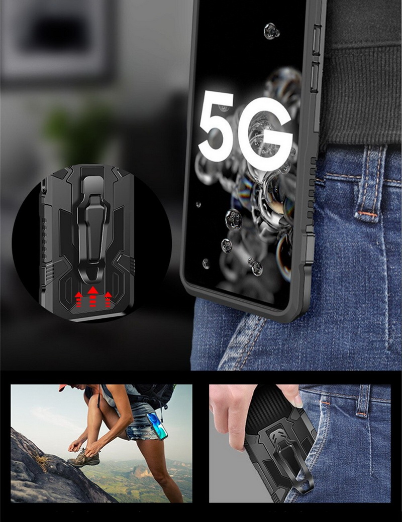 เคส realme 5i #เคสฝาหลังกันกระแทกมีคลิบหนีบ ไฮบริด พลาสติก+TPU Heavy Duty Rugged Hybrid