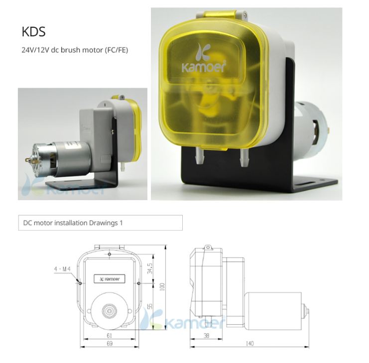 Kamoer 12 โวลต์ KDS มินิปั๊ม peristaltic 1200 มิลลิลิตร/นาที