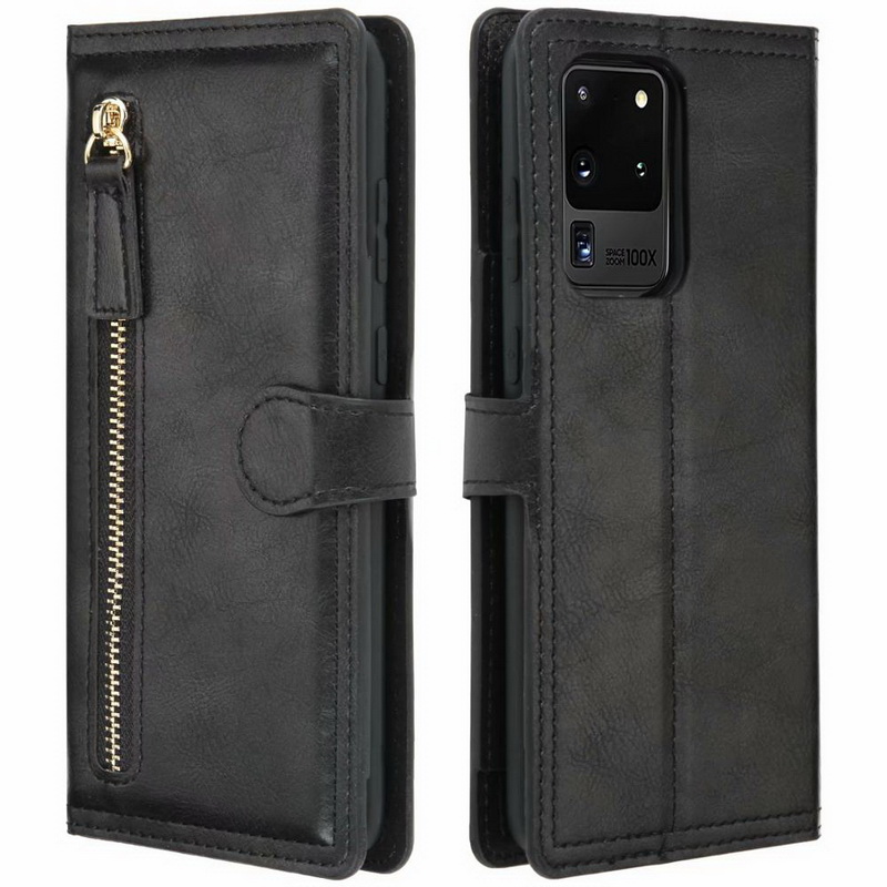 Case Galaxy S21 Ultra 5G #เคสฝาพับแบบกระเป๋าสตางค์ช่องใส่บัตรหลายช่อง Multi-slot Wallet Zippered Leather พร้อมสายคล้อง (สินค้าตัวอย่างสินค้าจริงตรงตามรุ่น)