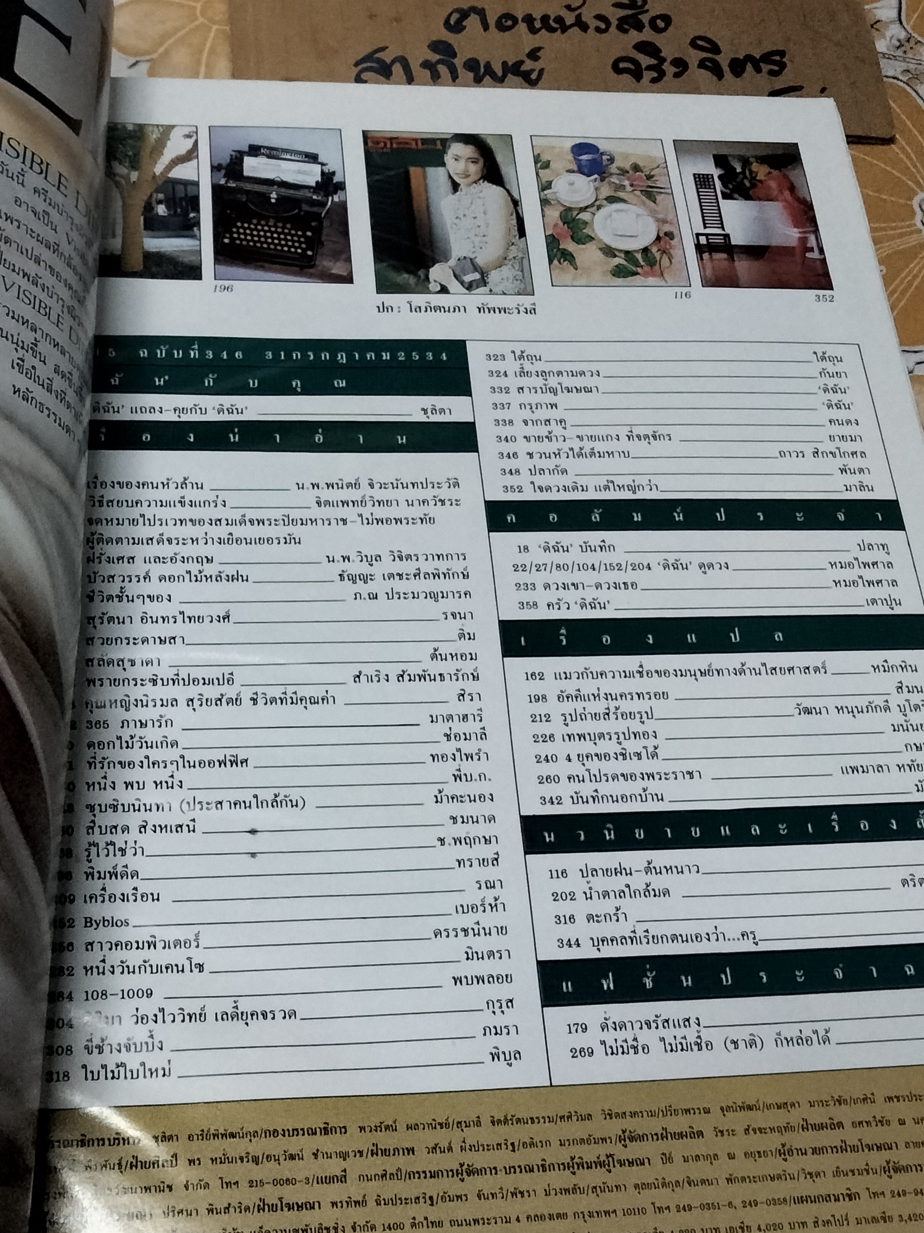 นิตยสารดิฉัน ฉบับเก่าๆ ปก โสภิตนภา ทัพพะรังสี - เล่มที่ 346 (15 ก.ค 2534) **สินค้าหมด**